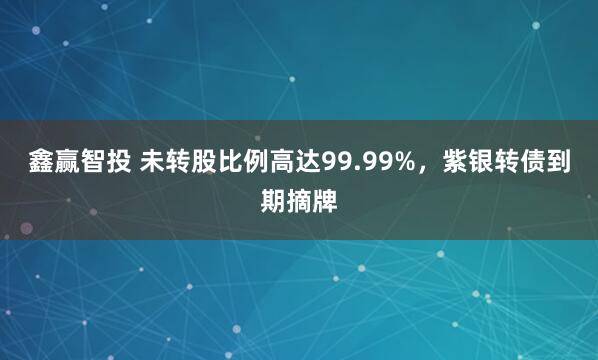 鑫赢智投 未转股比例高达99.99%，紫银转债到期摘牌